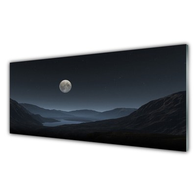 Glasbilder Nacht Mond Landschaft