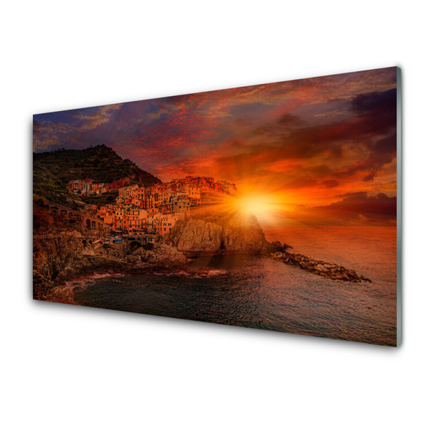 Glasbilder Meer Stadt Sonne Landschaft