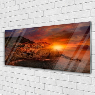 Glasbilder Meer Stadt Sonne Landschaft