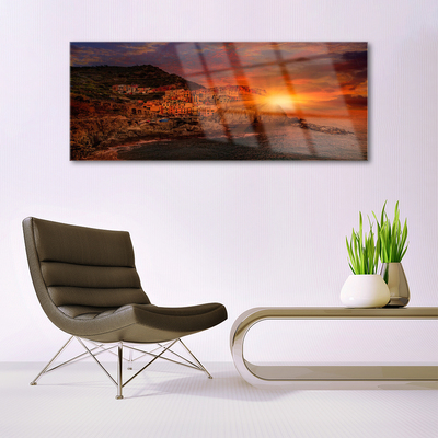 Glasbilder Meer Stadt Sonne Landschaft