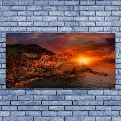 Glasbilder Meer Stadt Sonne Landschaft