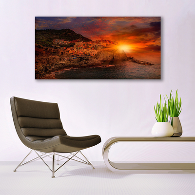 Glasbilder Meer Stadt Sonne Landschaft