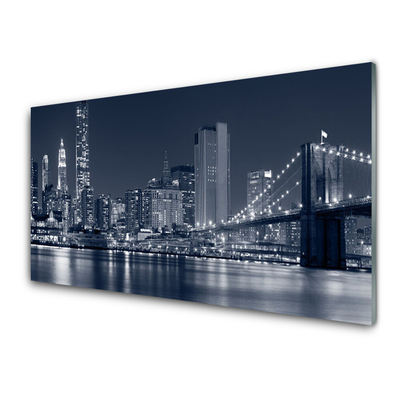 Glasbilder Stadt Brücke Architektur