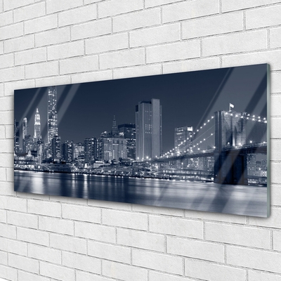 Glasbilder Stadt Brücke Architektur