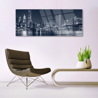 Glasbilder Stadt Brücke Architektur