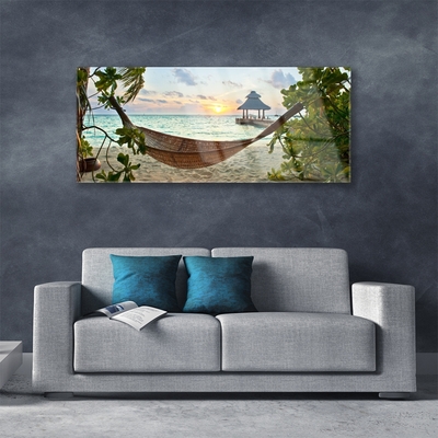 Glasbilder Strand Hängematte Landschaft
