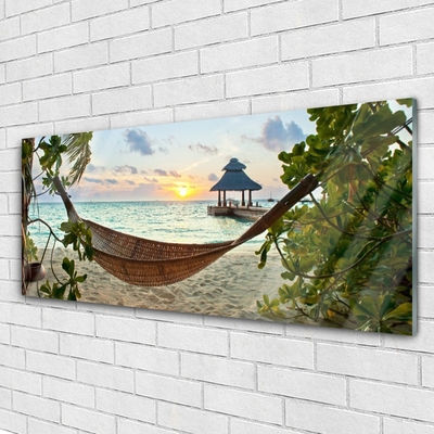 Glasbilder Strand Hängematte Landschaft