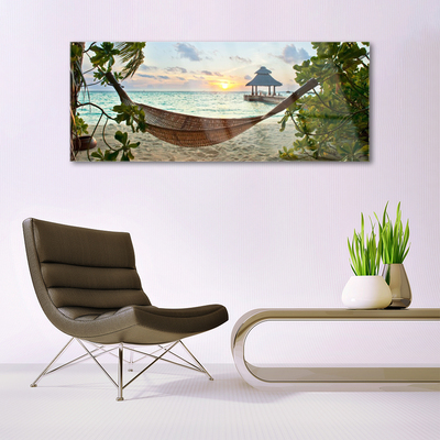 Glasbilder Strand Hängematte Landschaft