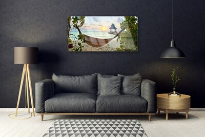 Glasbilder Strand Hängematte Landschaft