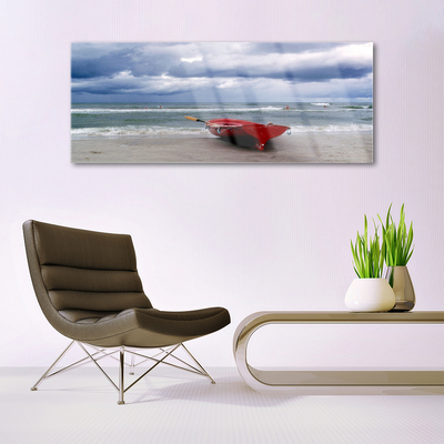 Druck auf Glas Boot Strand Meer Landschaft