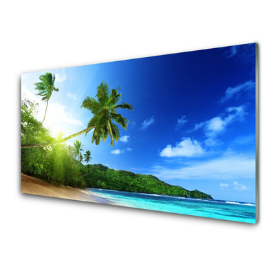 Druck auf Glas Strand Meer Palmen Landschaft