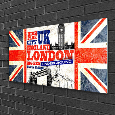 Druck auf Glas London Flagge Kunst