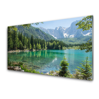 Glas-Bild Wandbilder Druck auf Glas 140x70 Deko Landschaften See Gebirge Berge 