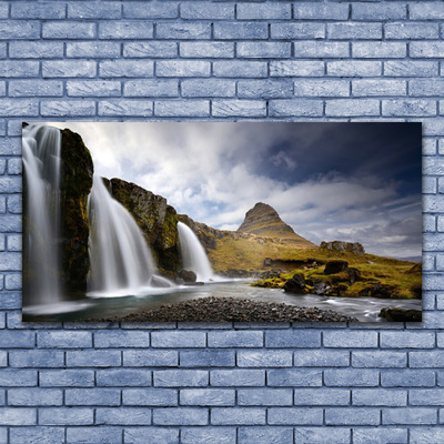 Druck auf Glas Wasserfall Gebirge Landschaft