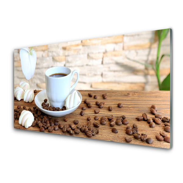 Acrylglasbilder Wandbilder Druck 120x60 Tasse Kaffee Kaffeebohnen Küche 