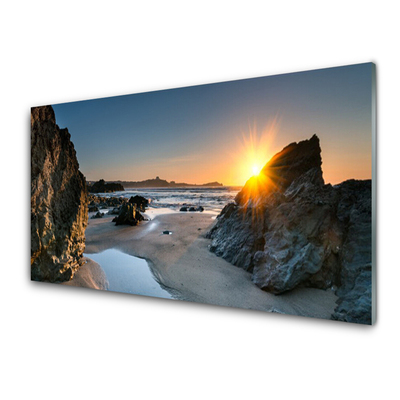 Druck auf Glas Felsen Strand Sonne Landschaft
