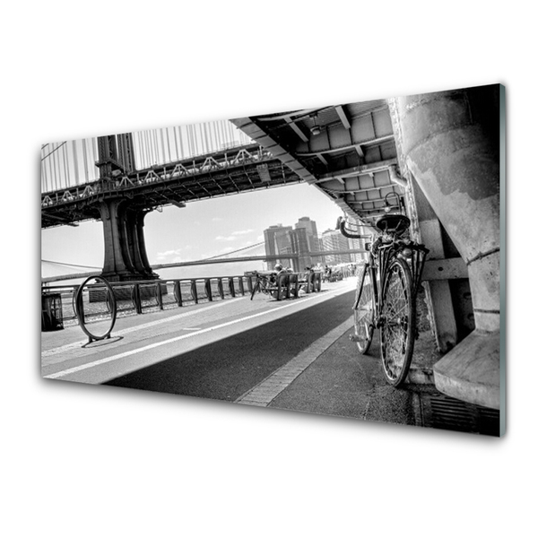 Druck auf Glas Brücke Straße Fahrrad Architektur