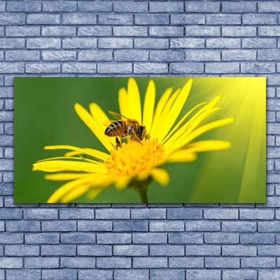 Druck auf Glas Wespe Blume Pflanzen