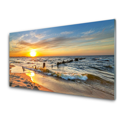 Glas-Bild Wandbilder Druck auf Glas 100x70 Deko Landschaften Ruhiges Meer 