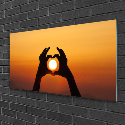 Druck auf Glas Sonne Hände Landschaft