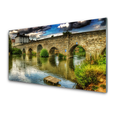 Druck auf Glas See Brücke Architektur