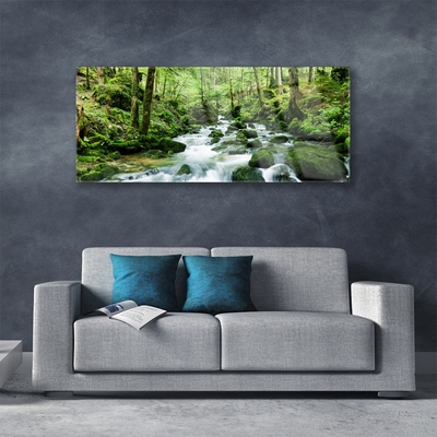 Druck auf Glas Wald See Steine Natur