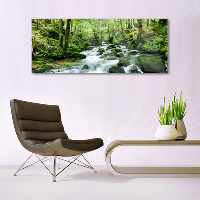 Druck auf Glas Wald See Steine Natur