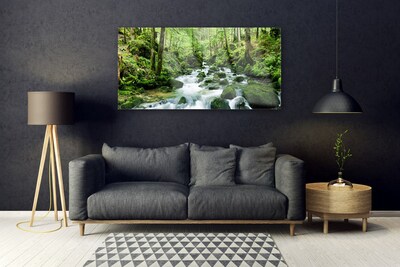 Druck auf Glas Wald See Steine Natur