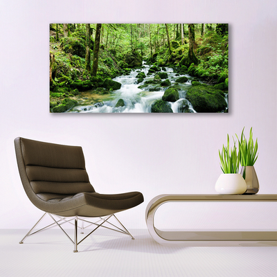Druck auf Glas Wald See Steine Natur