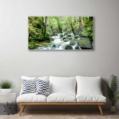 Druck auf Glas Wald See Steine Natur