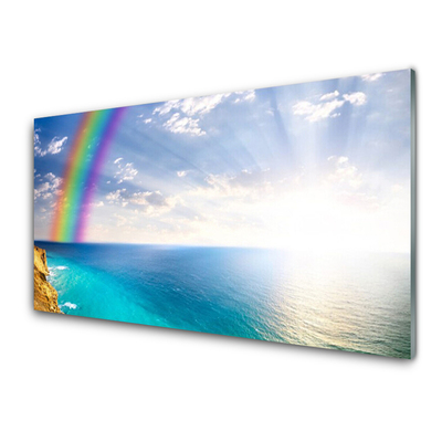 Druck auf Glas Regenbogen Sonne Meer Landschaft