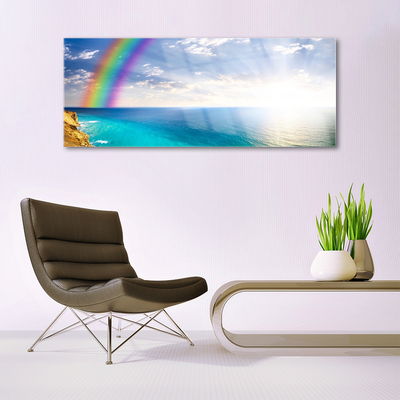 Druck auf Glas Regenbogen Sonne Meer Landschaft