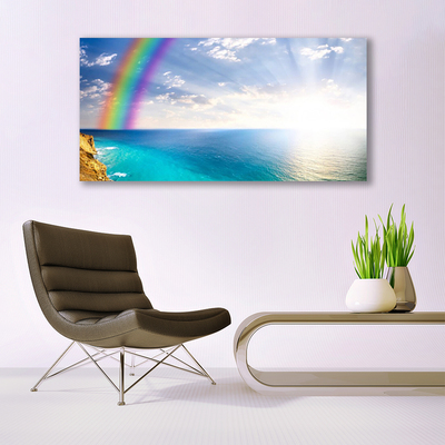 Druck auf Glas Regenbogen Sonne Meer Landschaft