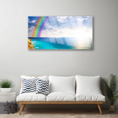 Druck auf Glas Regenbogen Sonne Meer Landschaft