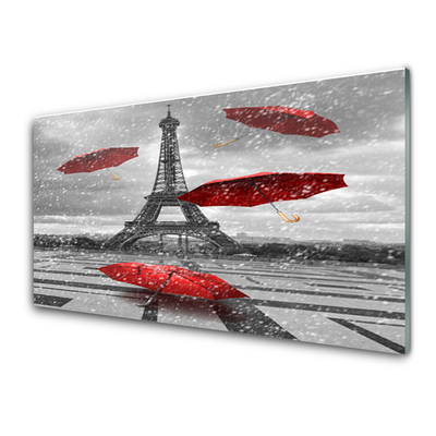 Druck auf Glas Eiffelturm Regenschirm Architektur