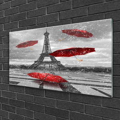 Druck auf Glas Eiffelturm Regenschirm Architektur