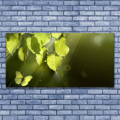 Druck auf Glas Schmetterling Blätter Natur