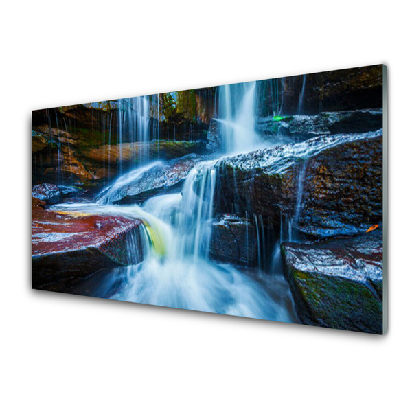 Druck auf Glas Wasserfall Felsen Landschaft