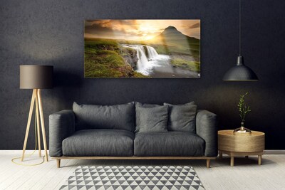 Druck auf Glas Gebirge Wasserfall Natur