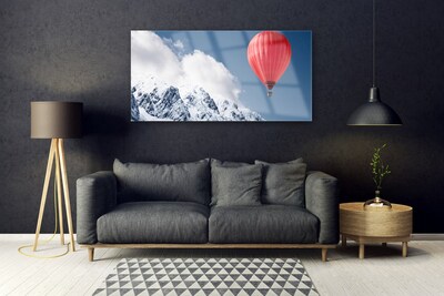 Druck auf Glas Heißluftballon Gebirge Schnee Kunst