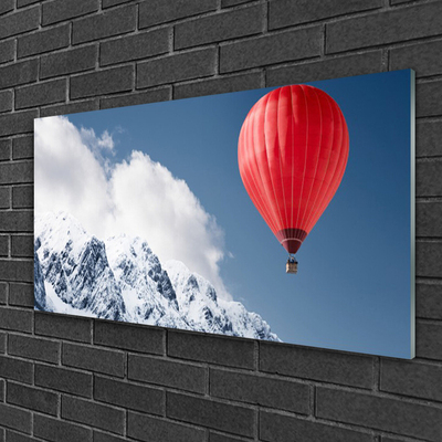 Druck auf Glas Heißluftballon Gebirge Schnee Kunst