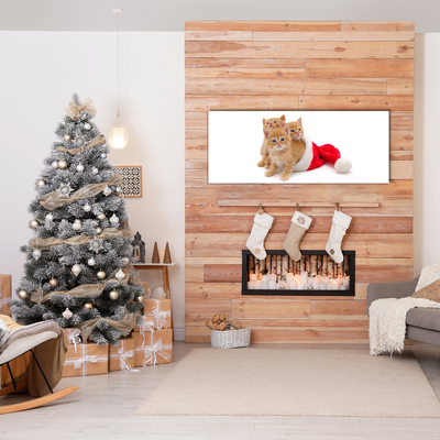 Glasbilder Katzen-Weihnachtsweihnachtsmann
