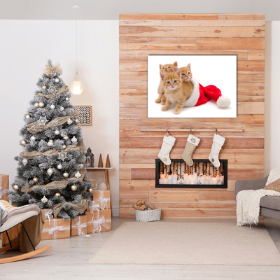 Glasbilder Katzen-Weihnachtsweihnachtsmann