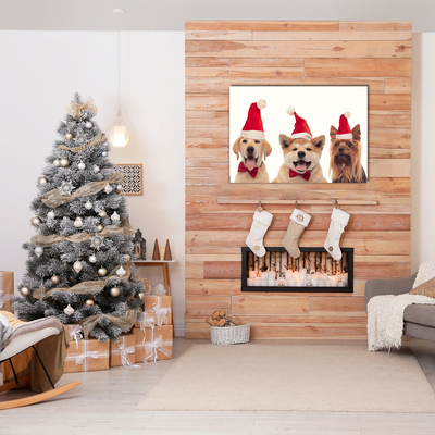 Glasbilder Hunde Weihnachtsmann-Weihnachten