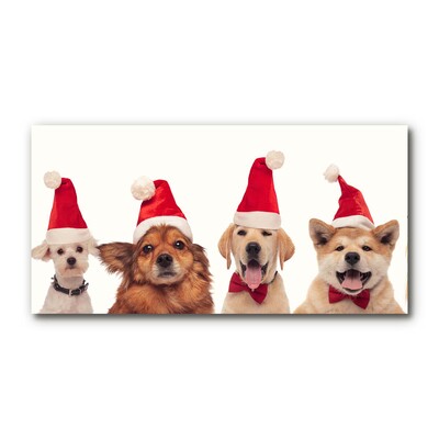 Glasbilder Hunde Weihnachtsmann-Weihnachten