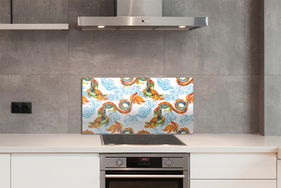 Küchenrückwand spritzschutz Japanische bunte drachen