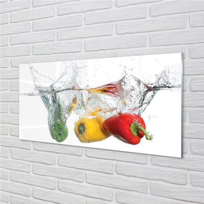 Küchenrückwand spritzschutz Farbiger paprika in wasser