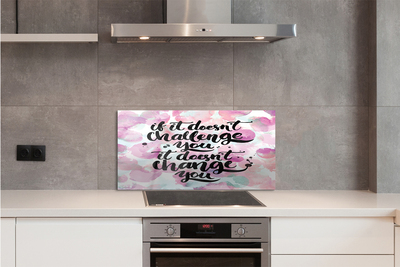 Küchenrückwand spritzschutz Schwarze schrift auf einem farbigen hintergrund
