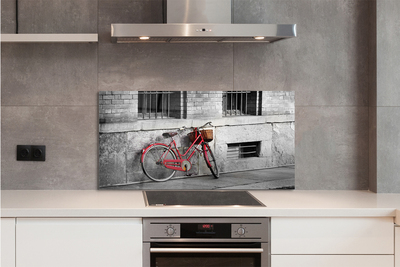 Küchenrückwand spritzschutz Rotes fahrrad mit einem korb