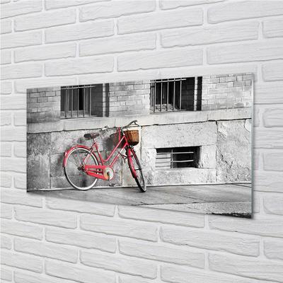 Küchenrückwand spritzschutz Rotes fahrrad mit einem korb